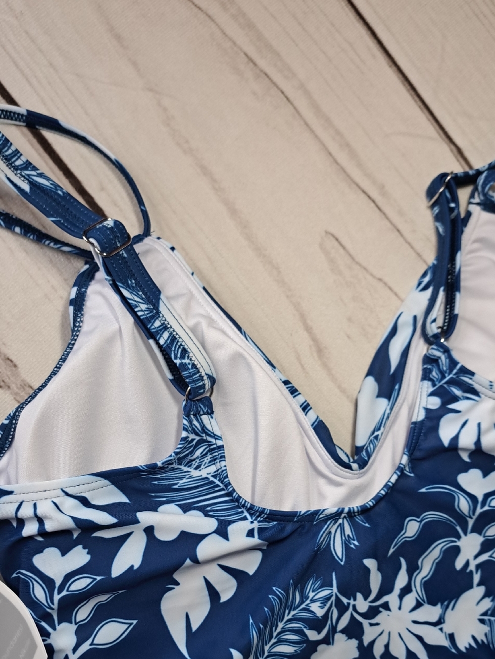 Hanna Nikole Navy & White Floral One-Piece Swim Dress Size Large - Picture 8 of 8